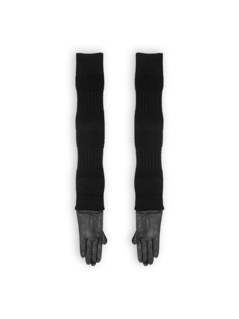 Yohji Yamamoto Wool & Leather Long Gloves in Black
