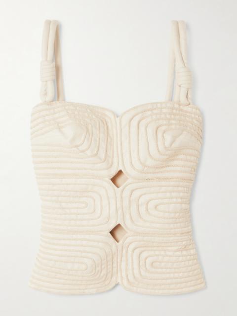 ANDRES OTALORA Marea Knotted Embroidered Linen Top