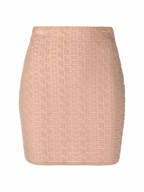 monogram-pattern fitted miniskirt