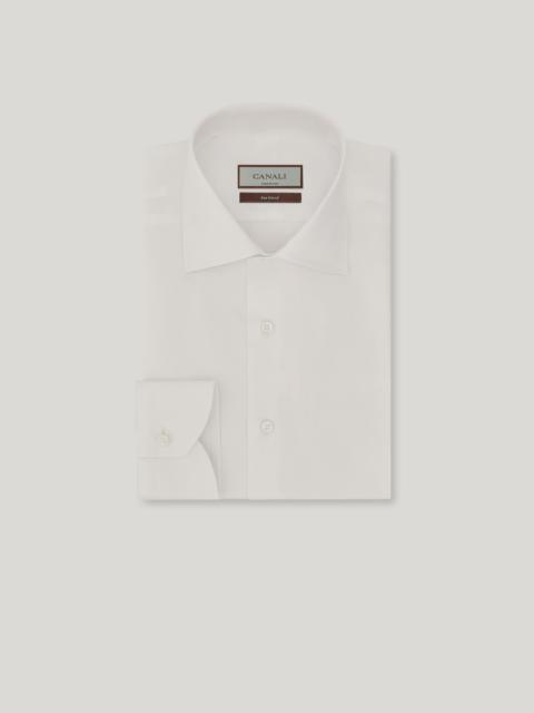 Canali SEA ISLAND WHITE COTTON TWILL REGULAR-FIT SHIRT