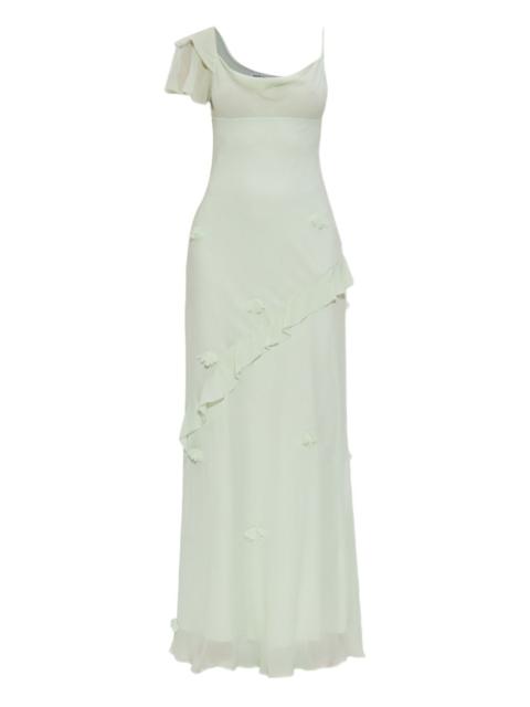 self-portrait floral-appliqué georgette maxi dress