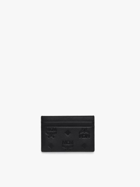 MCM Aren Card Case in Embossed Monogram Leather