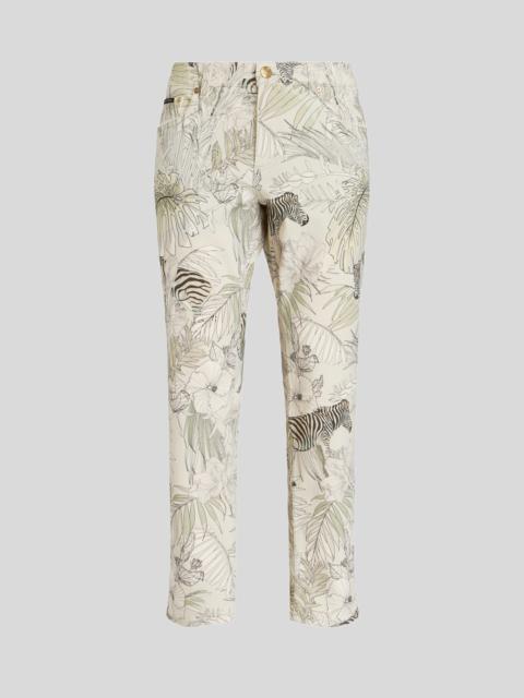 Etro JEANS WITH TROPICAL PRINT AND ZEBRAS