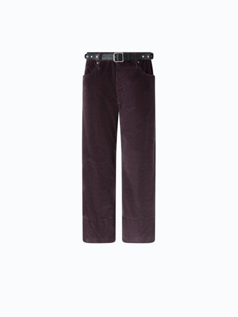 PINKO CROPPED VELVET TROUSERS WITH LEATHER BELT