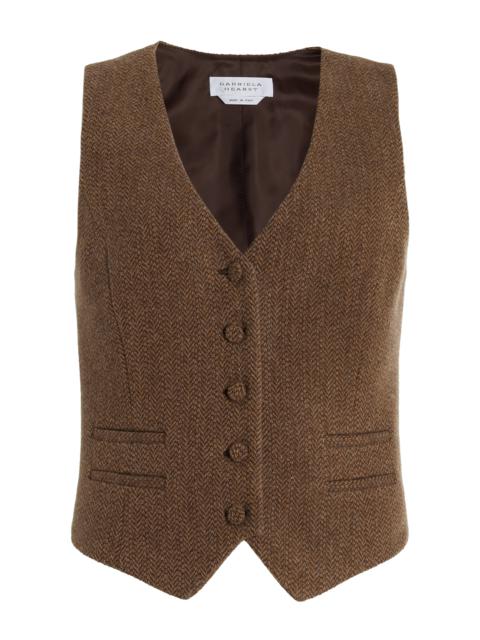 GABRIELA HEARST Coleridge Vest in Chocolate Multi Cashmere Virgin Wool Herringbone
