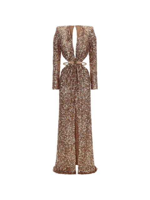 ELISABETTA FRANCHI Red Carpet V-neck maxi dress