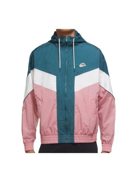 Nike Nike Casual Sports Colorblock hooded Woven Jacket Pink DC0502-375