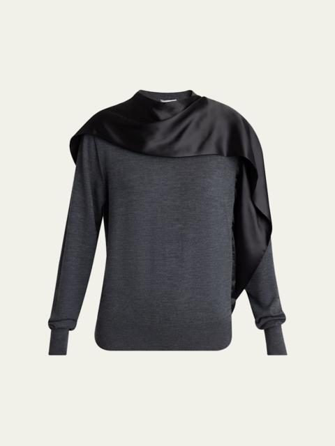 FERRAGAMO Satin Scarf Wool Sweater