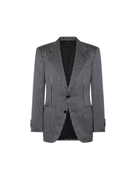 TOM FORD FLUID SILK FAILLE STRIPE JACKET