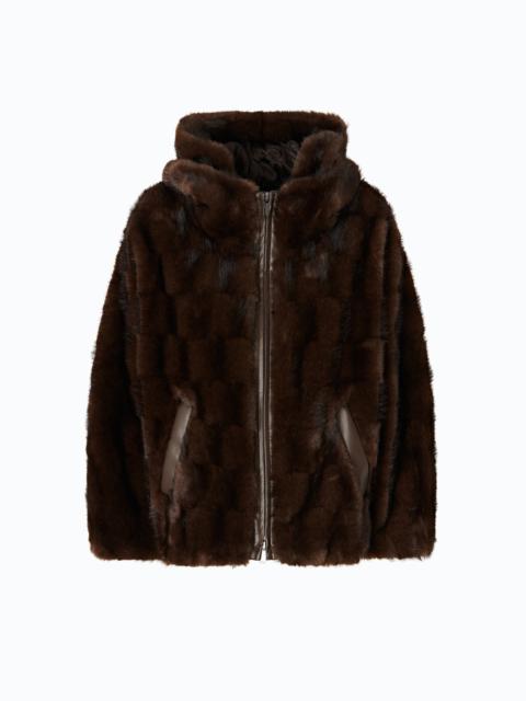 PINKO FAUX FUR BLOUSON JACKET WITH HOOD