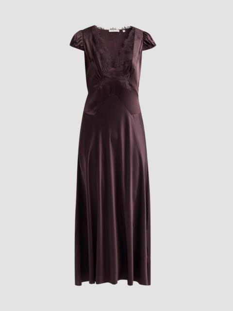 DÔEN Women's Coraline Silk Lace-Trimmed Dress - Equestrian Brown