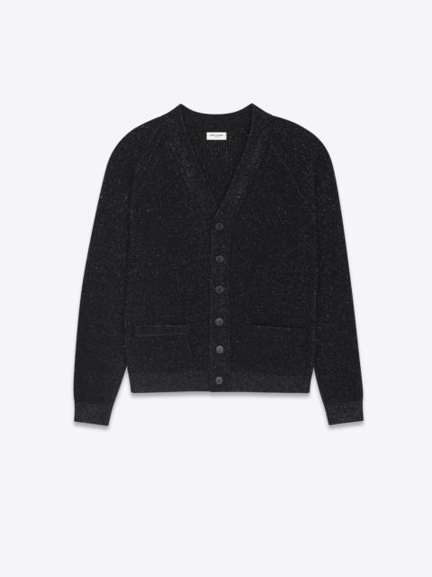 SAINT LAURENT cardigan in lurex ribbed wool and cashmere