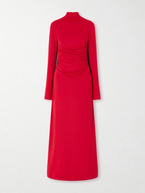 Altuzarra Jazmina Ruched Stretch-jersey Mock-neck Maxi Dress