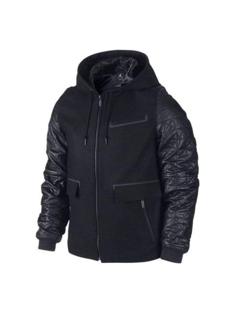 Jordan Air Jordan XI Leather Letterman Jacket 'Black' 637482-010