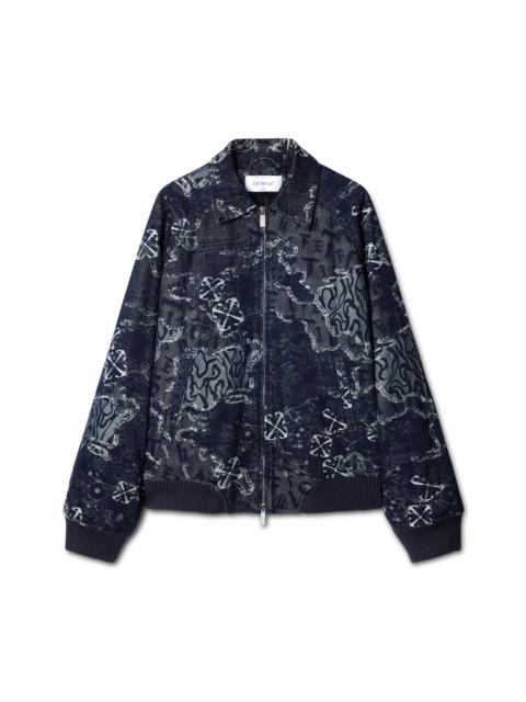 Off-White Blue Camo Jacquard Denim Bomber Jacket