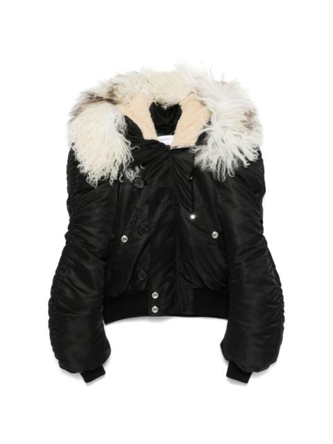 shearling-collar bomber jacket