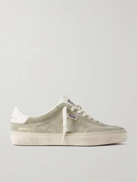 Soul-Star Distressed Leather-Trimmed Suede Sneakers