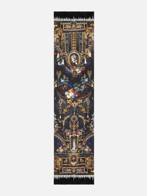 CAMILLA LONG SCARF WITH TASSELS NIGHT GARDEN