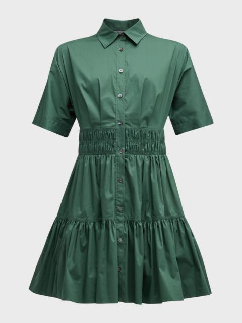 Greta Short-Sleeve Button-Front Mini Dress