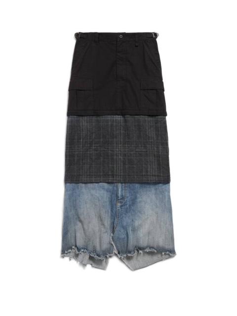 Women's Maxi Layered Cargo Skirt in Multicolored