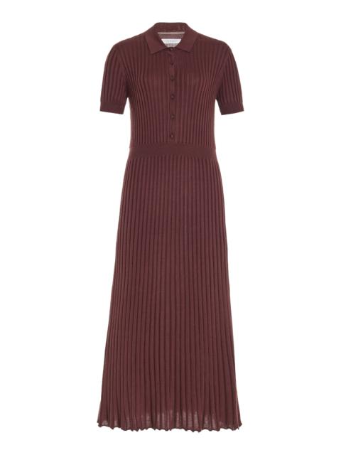 Amor Ribbed Dress in Deep Bordeaux Silk Cashmere