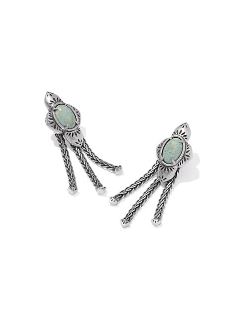 KENDRA SCOTT Abbie Oxidized Sterling Silver Fringe Convertible Drop Earrings