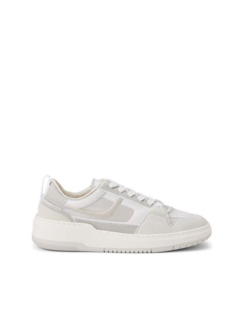 FERRAGAMO Mesh suede lace-up sneakers