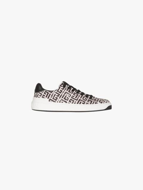 Balmain White and black monogram canvas B-Court sneakers