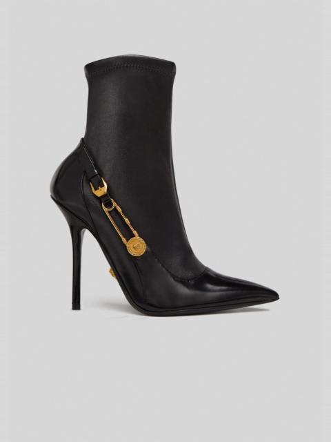 VERSACE Safety Pin Leather Ankle Boots