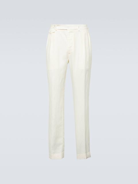 Silk and linen straight pants