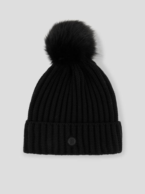 BOGNER Ranya Knitted hat with lambskin pompom in Black