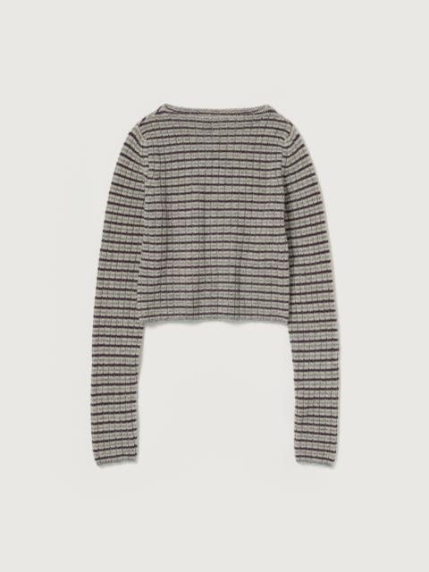 AURALEE SHETLAND WOOL CASHMERE RIB KNIT BOAT-NECK P/O