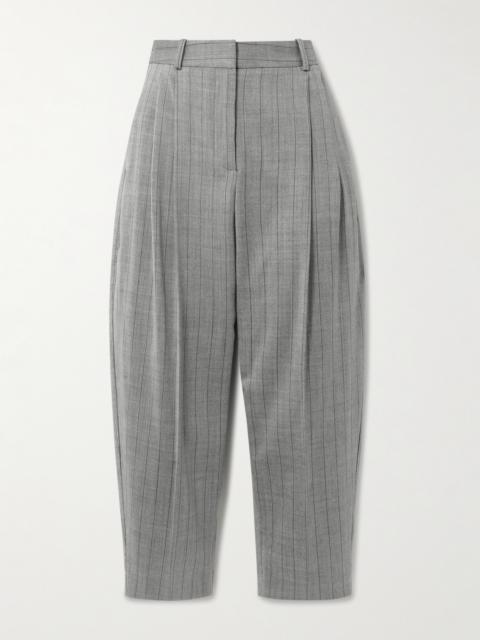 Stella McCartney Cropped Pleated Pinstriped Wool-blend Twill Tapered Pants
