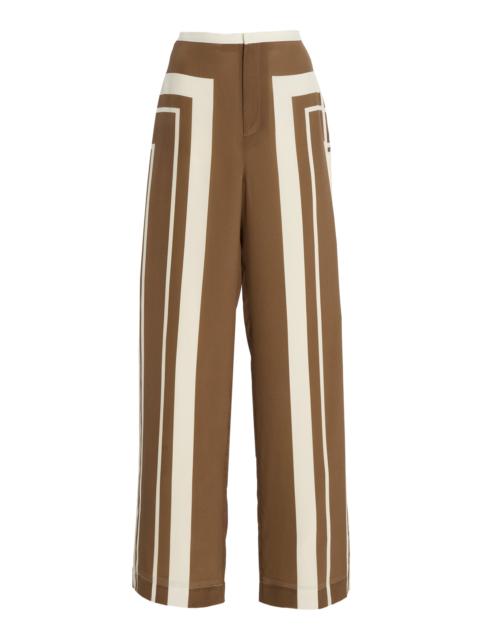 SIR. Exclusive Pietra Silk Straight-Leg Pants brown