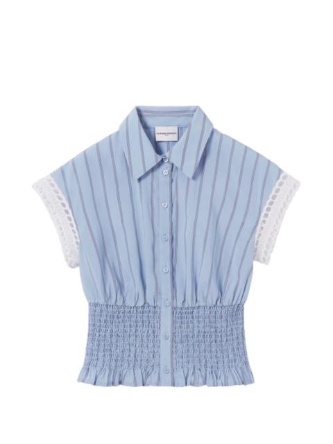 Claudie Pierlot stripe-pattern smocked-waist shirt