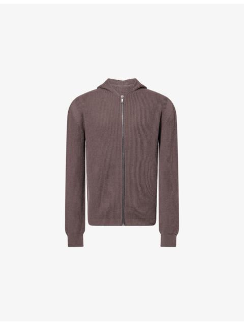 Rick Owens Zipped Rib-Knit Wool Hoody