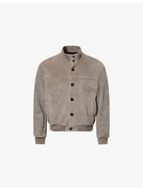 FRAME Ribbed-Collar Regular-Fit Suede Jacket