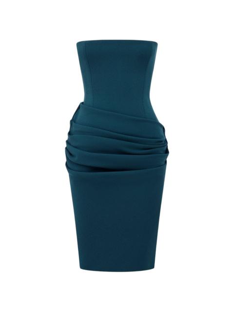 ALEX PERRY strapless draped midi dress