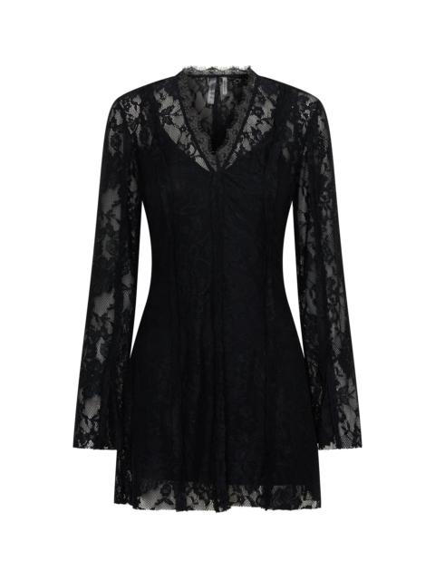 ONE TEASPOON Vintage Whisper Lace Longsleeve Mini Dress - Black