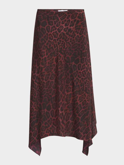 Stella McCartney Leopard Print Asymmetric Silk Skirt