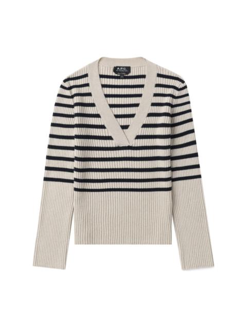 A.P.C. striped ribbed-knit jumper