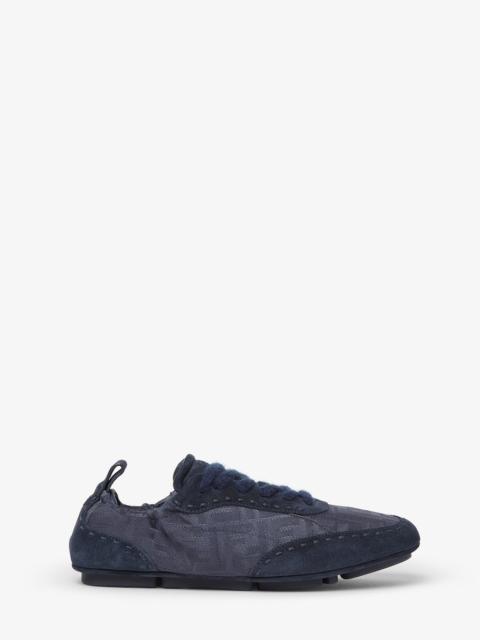 FENDI Fendi Fit sneakers Dark blue FF Nylon and suede low-tops