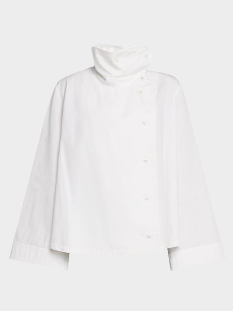 CO Draped Collar Cotton-Silk Shirt