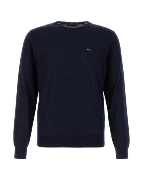 Prada Midnight Blue Wool Sweater Bleu Exterior: Virgin Maglieria