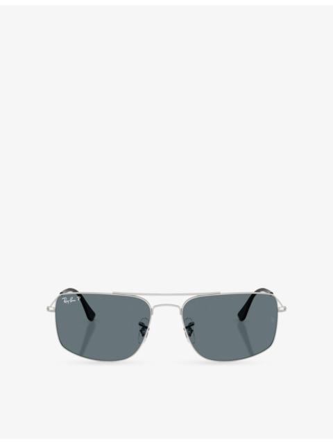 Ray-Ban RB3779 Explorer III Square-Frame Metal Sunglasses