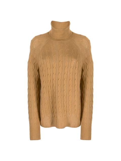 cable-knit roll-neck jumper
