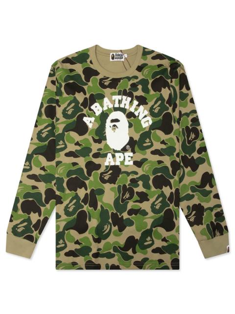 A BATHING APE® ABC CAMO COLLEGE L/S TEE - GREEN