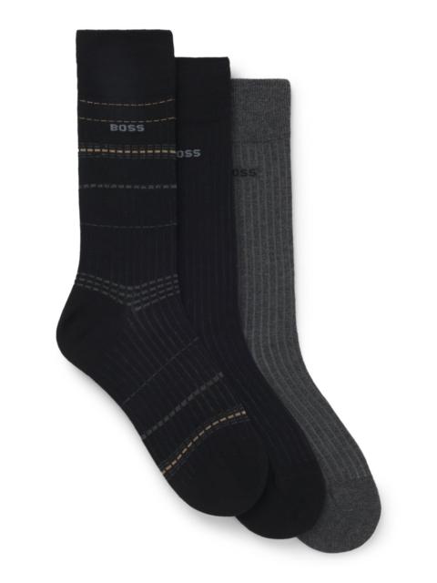 BOSS THREE-PACK OF REGULAR-LENGTH SOCKS WITH LOGO DETAILS