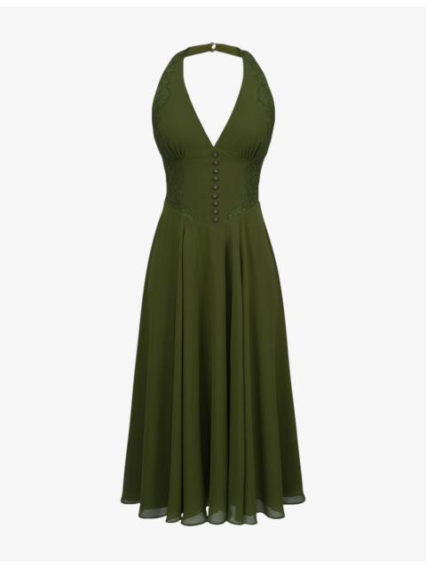 House of CB Coco Lace-Trim Georgette Midi Dress