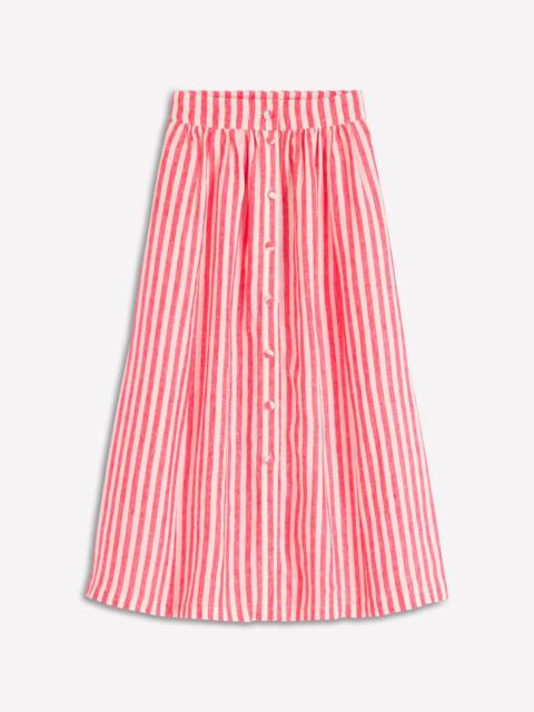 BODEN Emma Linen Maxi Skirt-Poppy Red and Ivory Stripe